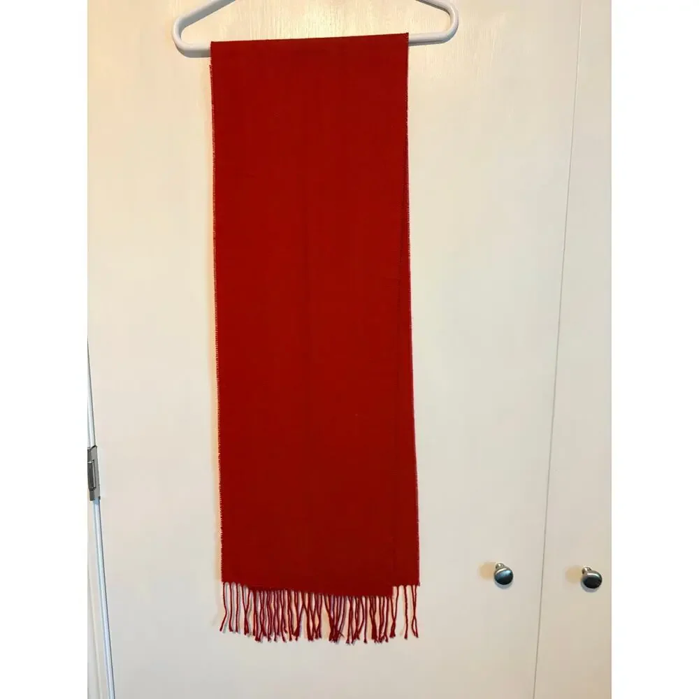 Lands' End Red CashTouch Scarf Fringe Rectangle Unisex Long Outdoor Gorpcore